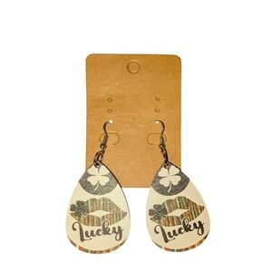 Lucky Teardrop Earrings - Cream and Multicolor